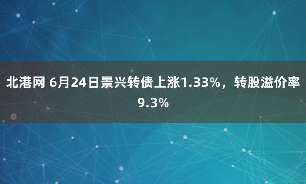 北港网 6月24日景兴转债上涨1.33%，转股溢价率9.3%
