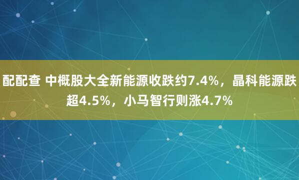 配配查 中概股大全新能源收跌约7.4%，晶科能源跌超4.5%，小马智行则涨4.7%