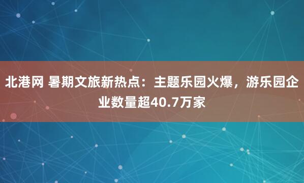 北港网 暑期文旅新热点：主题乐园火爆，游乐园企业数量超40.7万家